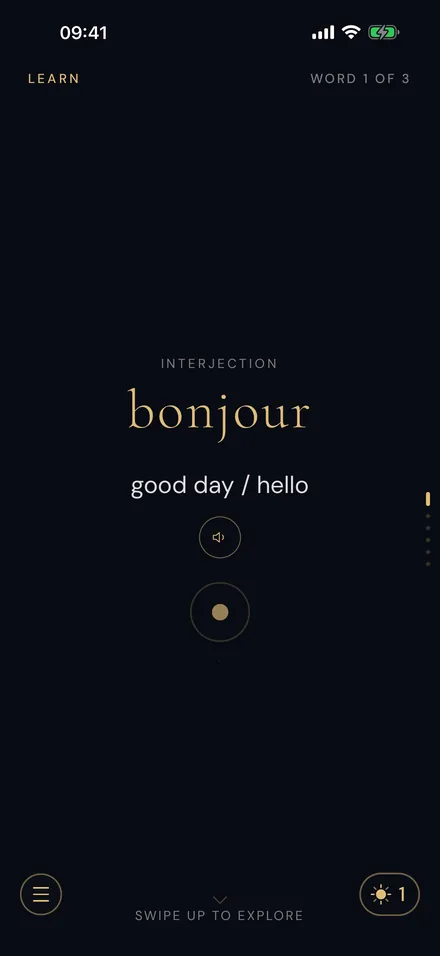 A new word, with its translation